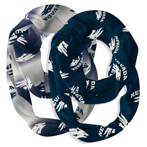 Nevada Wolfpack Vive La Fete All Over Logo Game Day Collegiate Women Set of 2 Light Weight Ultra Soft Infinity Scarfs