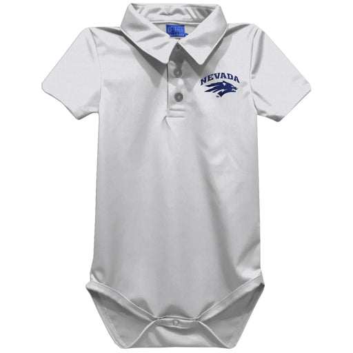 University of Nevada Reno Wolfpack Embroidered White Solid Knit Polo Onesie