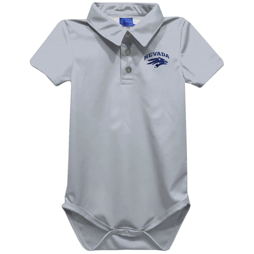University of Nevada Reno Wolfpack Embroidered Gray Solid Knit Polo Onesie