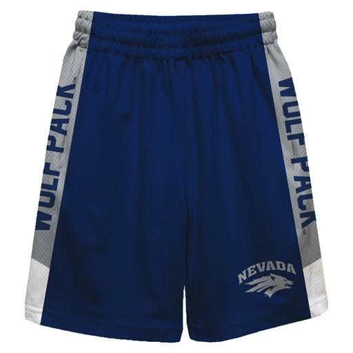 Nevada Wolfpack UNR Vive La Fete Game Day Blue Stripes Boys Solid Gray Athletic Mesh Short