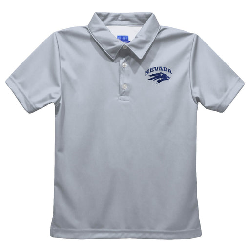 University of Nevada Reno Wolfpack Embroidered Gray Short Sleeve Polo Box Shirt