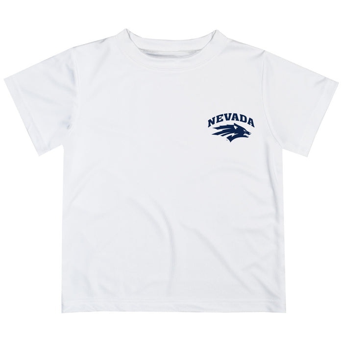 University of Nevada Reno Wolfpack Hand Sketched Vive La Fete Impressions Artwork Boys White Short Sleeve Tee Shirt