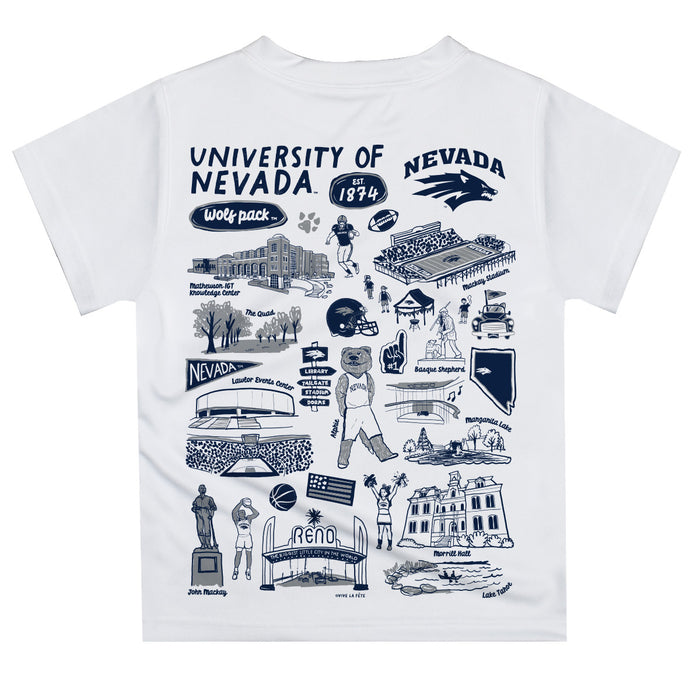 University of Nevada Reno Wolfpack Hand Sketched Vive La Fete Impressions Artwork Boys Gray Short Sleeve Tee Shirt - Vive La Fête - Online Apparel Store