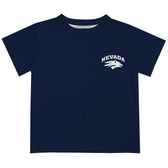 University of Nevada Reno Wolfpack Hand Sketched Vive La Fete Impressions Artwork Boys Navy Short Sleeve Tee Shirt