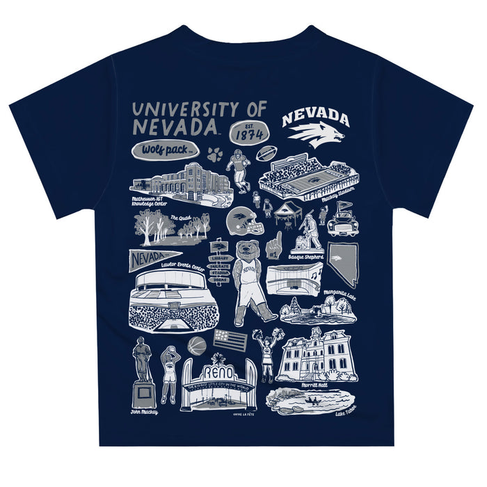 University of Nevada Reno Wolfpack Hand Sketched Vive La Fete Impressions Artwork Boys Gray Short Sleeve Tee Shirt - Vive La Fête - Online Apparel Store
