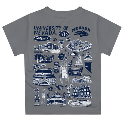 University of Nevada Reno Wolfpack Hand Sketched Vive La Fete Impressions Artwork Boys Gray Short Sleeve Tee Shirt - Vive La Fête - Online Apparel Store