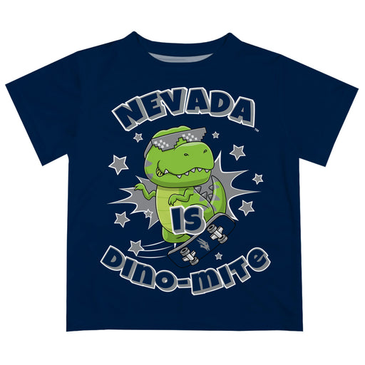University of Nevada Reno Wolfpack Vive La Fete Dino-Mite Boys Game Day Navy Short Sleeve Tee