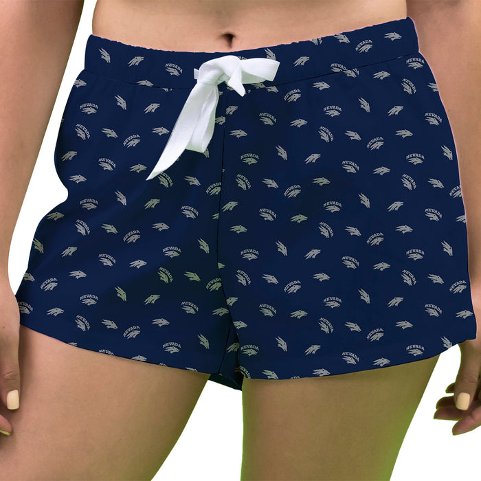 Nevada Wolfpack UNR Vive La Fete Game Day All Over Logo Women Blue Lounge Shorts