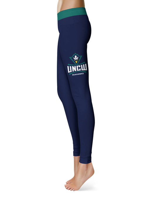 UNC Wilmington Seahawks UNCW Vive La Fete Game Day Collegiate Logo on Thigh Blue Women Yoga Leggings 2.5 Waist Tights - Vive La Fête - Online Apparel Store