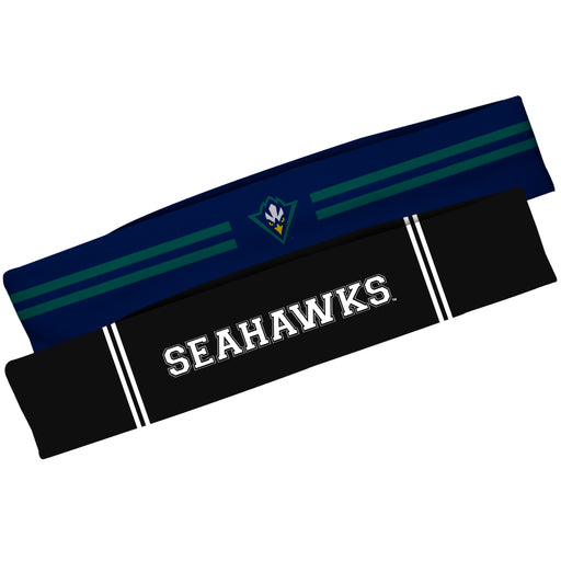 UNC Wilmington Seahawks UNCW Vive La Fete Girls Women Set of 2 Stretch Headbands Headbands Logo Blue and Name Black