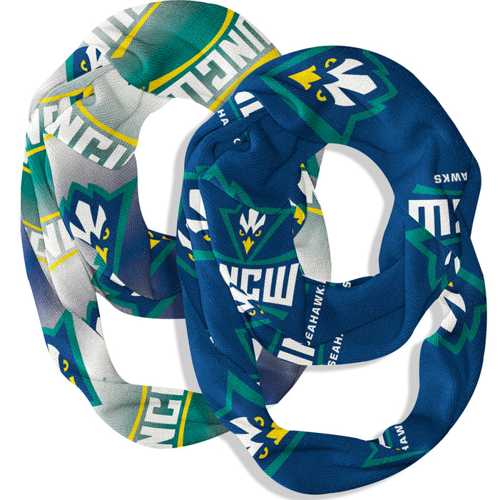 UNC Wilmington Seahawks Vive La Fete All Over Logo Collegiate Women Set of 2 Light Weight Ultra Soft Infinity Scarfs