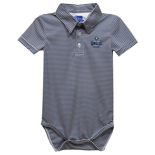 University of North Carolina Seahawks UNCW Embroidered Navy Stripe Knit Polo Onesie