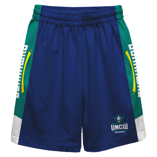 UNC Wilmington Seahawks UNCW Vive La Fete Game Day Blue Stripes Boys Solid Teal Athletic Mesh Short