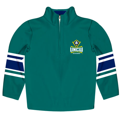UNC Wilmington Seahawks UNCW Vive La Fete Game Day Teal Quarter Zip Pullover Stripes on Sleeves