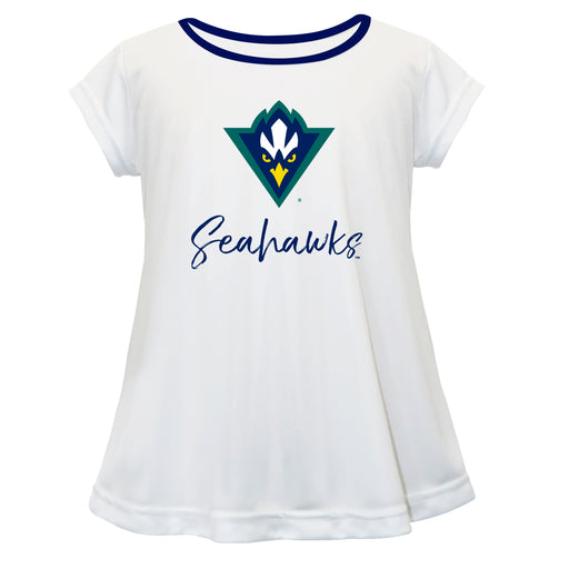 UNC Wilmington Seahawks UNCW Vive La Fete Girls Game Day Short Sleeve White Top with School Logo and Name