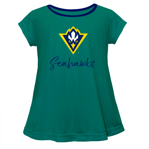 UNC Wilmington Seahawks UNCW Vive La Fete Girls Game Day Short Sleeve Teal Top with School Logo and Name