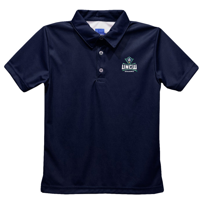University of North Carolina Seahawks UNCW Embroidered Navy Short Sleeve Polo Box Shirt