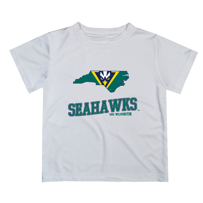 UNC Wilmington Seahawks UNCW Vive La Fete State Map White Short Sleeve Tee Shirt