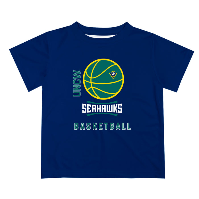 UNC Wilmington Seahawks UNCW Vive La Fete Basketball V1 Navy Short Sleeve Tee Shirt