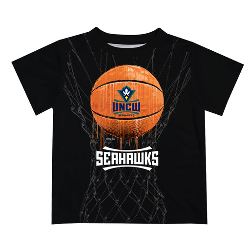 UNC Wilmington Seahawks UNCW Original Dripping Basketball Black T-Shirt by Vive La Fete