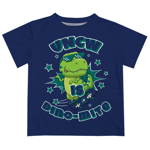 University of North Carolina Seahawks UNCW Vive La Fete Dino-Mite Boys Game Day Blue Short Sleeve Tee