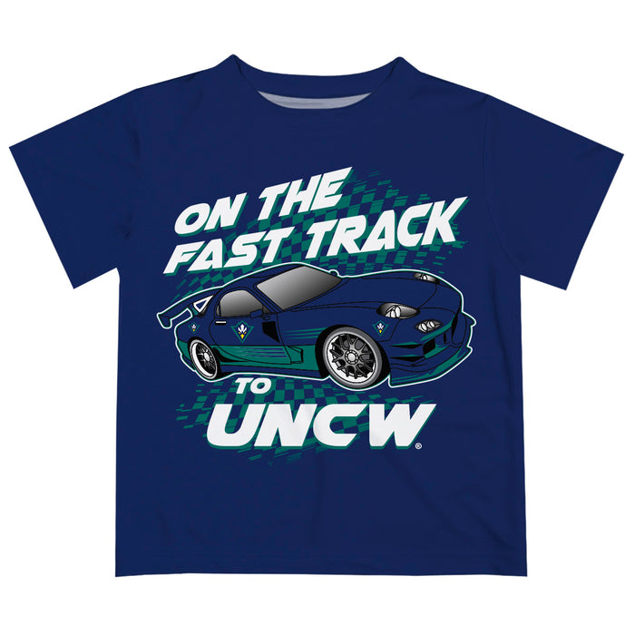 University of North Carolina Seahawks UNCW Vive La Fete Fast Track Boys Game Day Blue Short Sleeve Tee