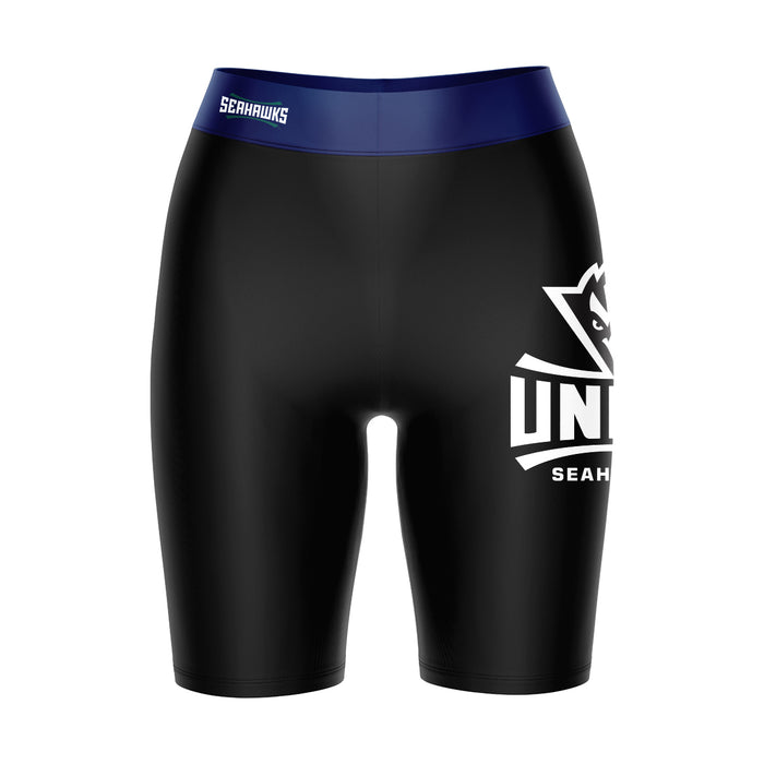 UNC Wilmington Seahawks UNCW Vive La Fete Game Day Logo on Thigh and Waistband Black and Blue Women Bike Short 9 Inseam