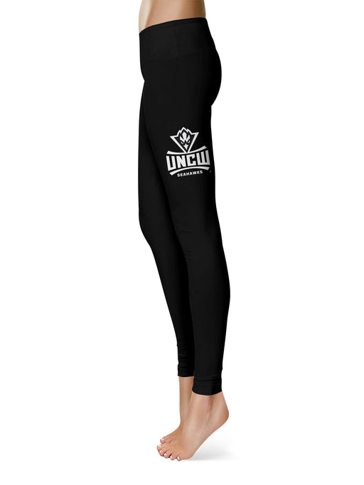 UNC Wilmington Seahawks Vive La Fete Game Day Collegiate Large Logo on Thigh Women Black Yoga Leggings 2.5 Waist Tights - Vive La Fête - Online Apparel Store