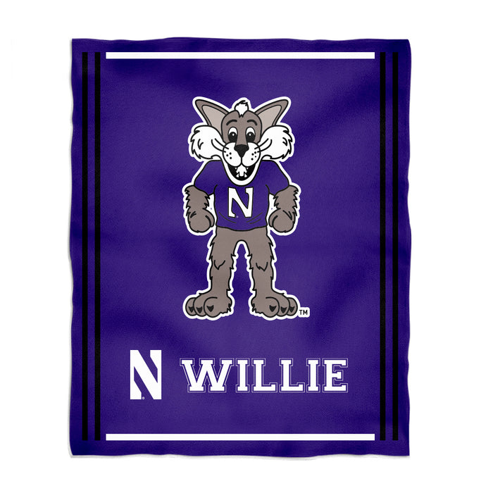 Northwestern University Wildcats Vive La Fete Kids Game Day Purple Plush Soft Minky Blanket 36 x 48 Mascot