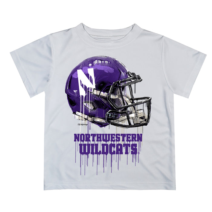 Northwestern University Original Dripping Football Helmet Purple T-Shirt by Vive La Fete