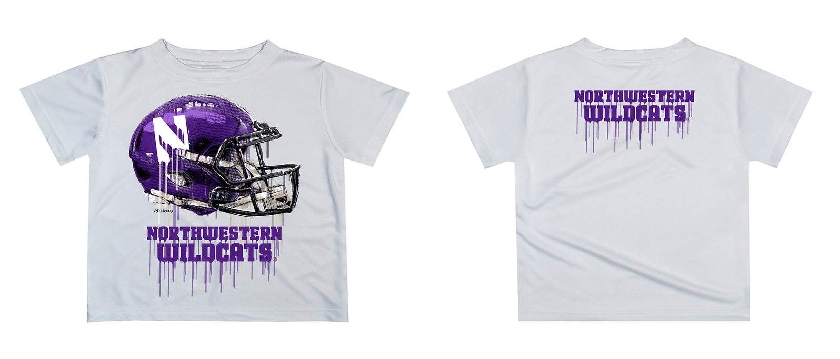 Northwestern University Wildcats Original Dripping Football Helmet T-Shirt by Vive La Fete - Vive La Fête - Online Apparel Store
