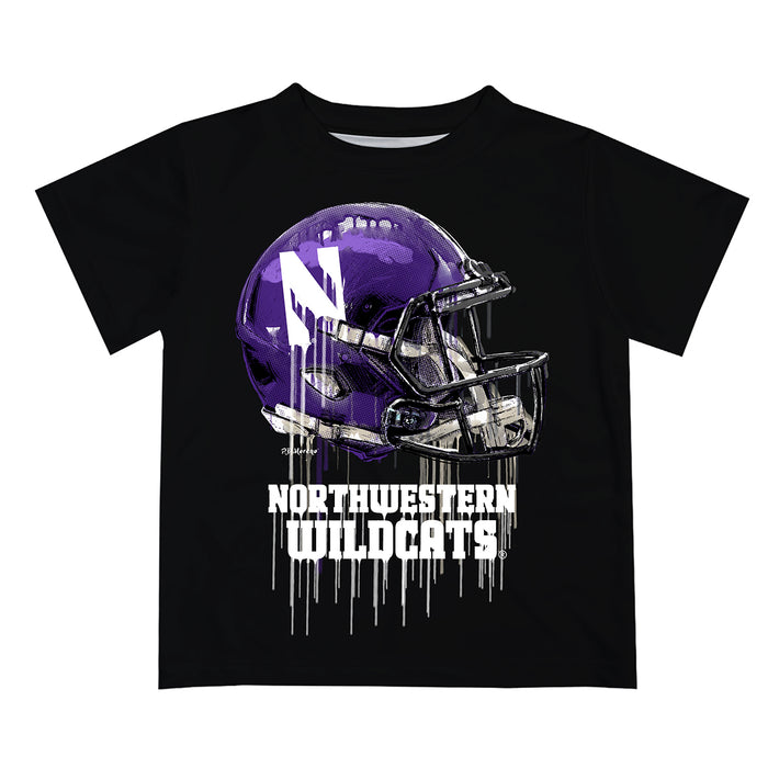 Northwestern University Original Dripping Football Helmet Purple T-Shirt by Vive La Fete