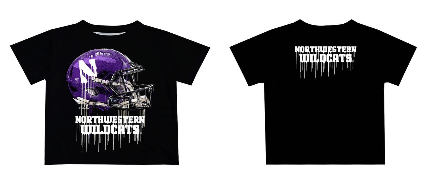 Northwestern University Wildcats Original Dripping Football Helmet T-Shirt by Vive La Fete - Vive La Fête - Online Apparel Store