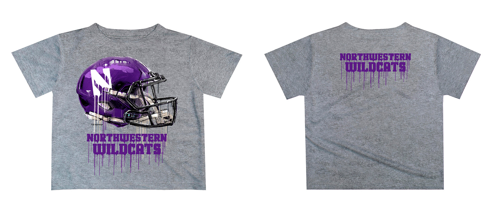 Northwestern University Wildcats Original Dripping Football Helmet T-Shirt by Vive La Fete - Vive La Fête - Online Apparel Store