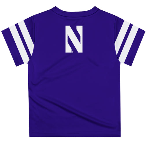Northwestern University Wildcats Vive La Fete Boys Game Day Purple Short Sleeve Tee with Stripes on Sleeves - Vive La Fête - Online Apparel Store