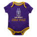 UALBANY Great Danes Vive La Fete Infant Game Day Purple Short Sleeve Onesie New Fan Logo and Mascot Bodysuit