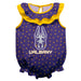 UALBANY Great Danes Swirls Purple Sleeveless Ruffle Onesie Logo Bodysuit