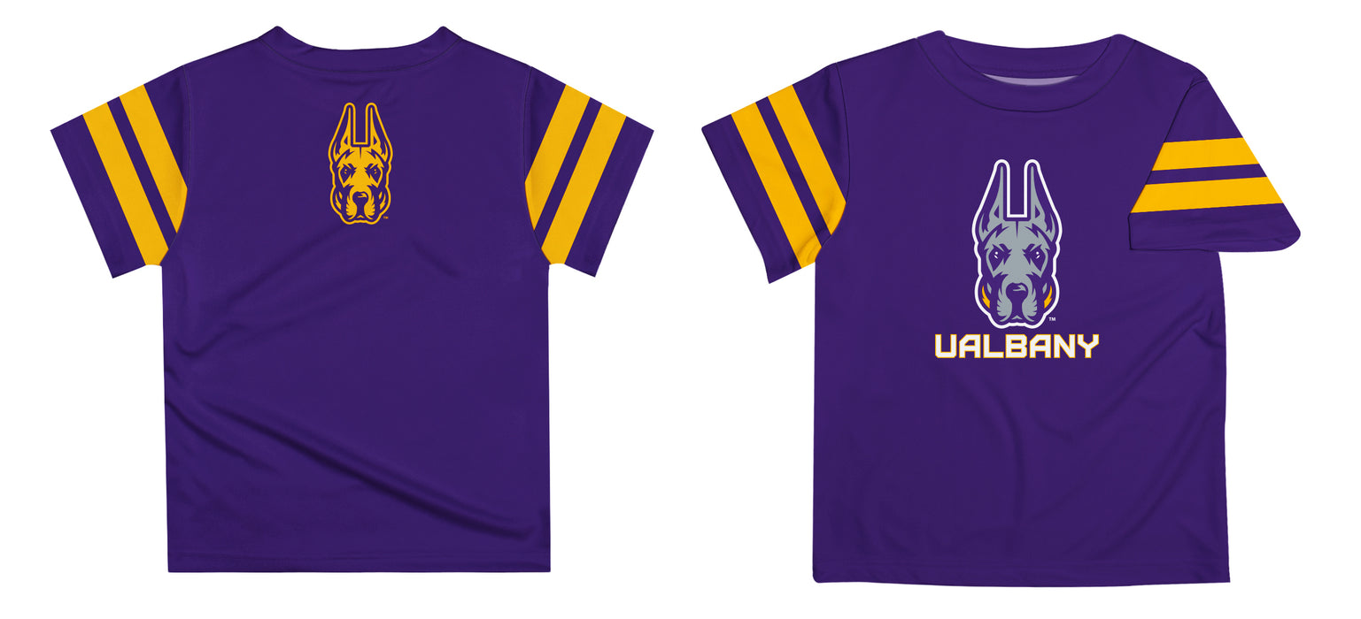 Rochester Yellowjackets Vive La Fete Boys Game Day Blue Short Sleeve Tee with Stripes on Sleeves - Vive La Fête - Online Apparel Store