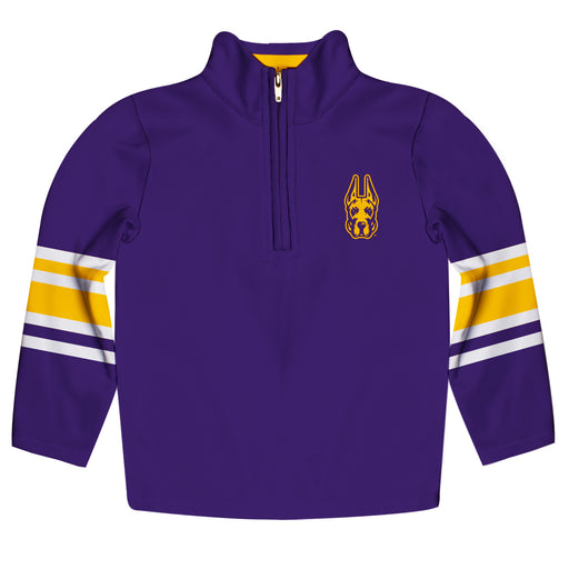 University at Albany Great Danes UALBANY Vive La Fete Game Day Purple Quarter Zip Pullover Stripes on Sleeves