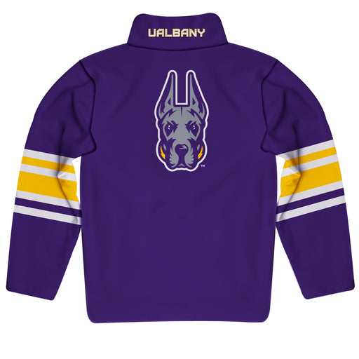 University at Albany Great Danes UALBANY Vive La Fete Game Day Purple Quarter Zip Pullover Stripes on Sleeves - Vive La Fête - Online Apparel Store