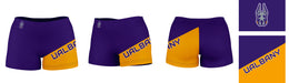 UAlbany Albany Great Danes Vive La Fete Game Day Collegiate Leg Color Block Women Purple Gold Optimum Yoga Short - Vive La Fête - Online Apparel Store