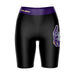UAlbany Albany Great Danes Vive La Fete Game Day Logo on Thigh and Waistband Black and Purple Women Bike Short 9 Inseam