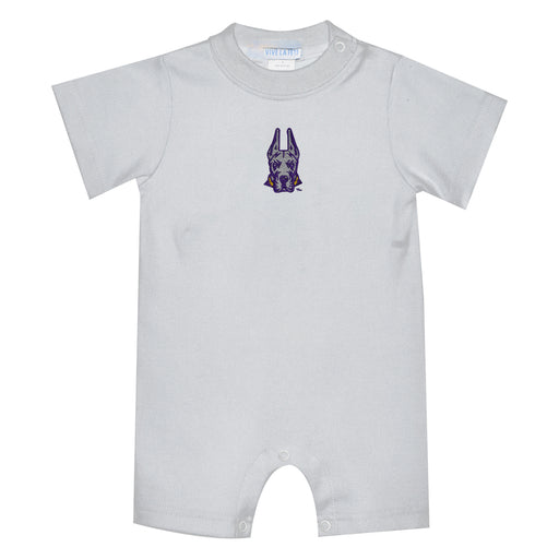 University at Albany Great Danes UALBANY Embroidered White Knit Short Sleeve Boys Romper