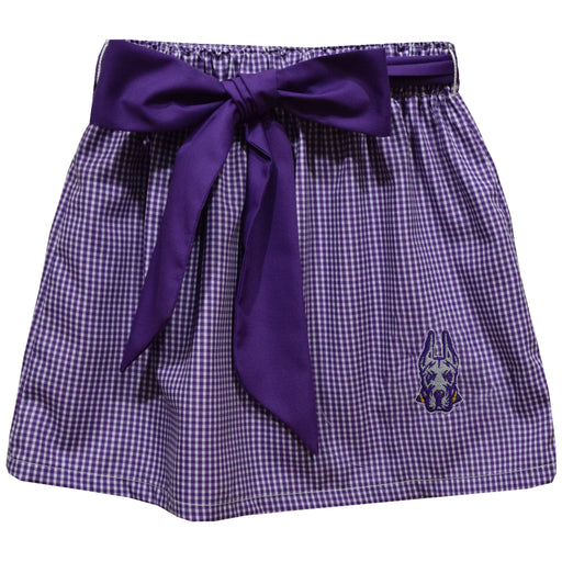 University at Albany Great Danes UALBANY Embroidered Purple Gingham Skirt with Sash