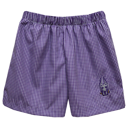 University at Albany Great Danes UALBANY Embroidered Purple Gingham Pull On Short