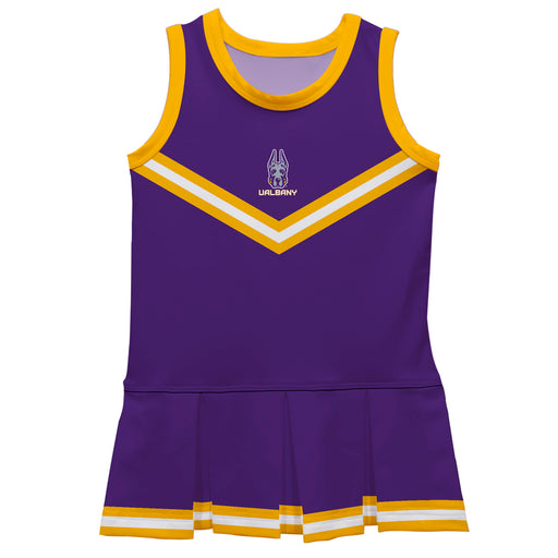 UALBANY Great Danes Vive La Fete Game Day Purple Sleeveless Cheerleader Dress