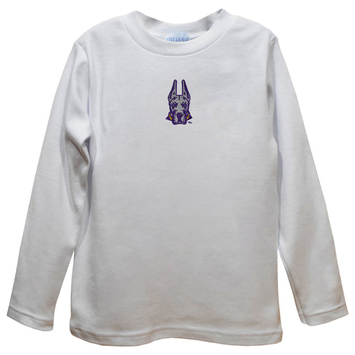 University at Albany Great Danes UALBANY Embroidered White Long Sleeve Boys Tee Shirt