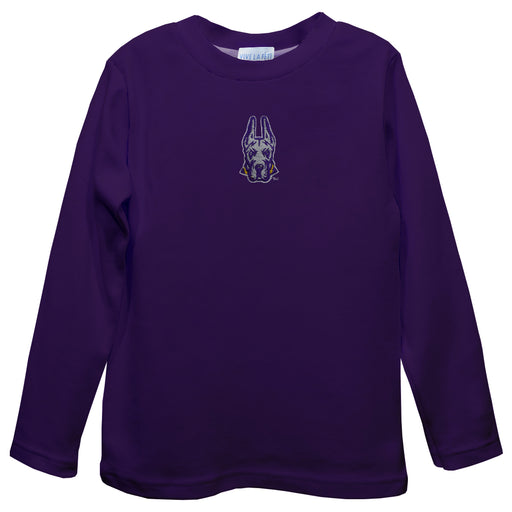 University at Albany Great Danes UALBANY Embroidered Purple Long Sleeve Boys Tee Shirt