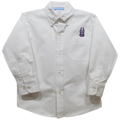 University at Albany Great Danes UALBANY Embroidered White Long Sleeve Button Down Shirt