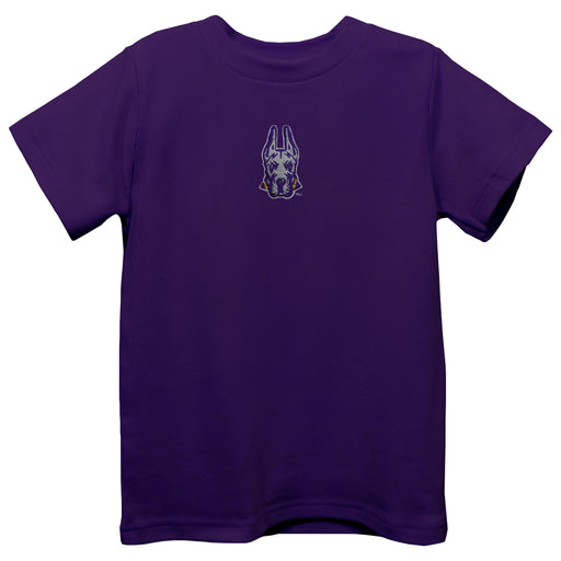 University at Albany Great Danes UALBANY Embroidered Purple knit Short Sleeve Boys Tee Shirt